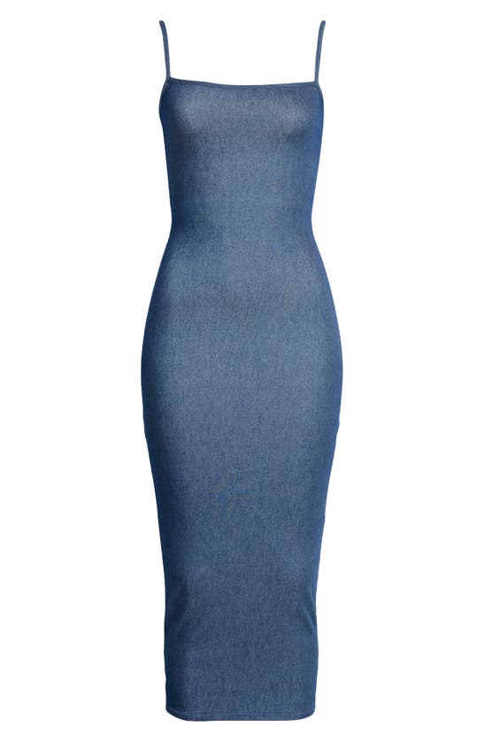 Naked Wardrobe Stretch Cotton Body-con Maxi Dress In Denim