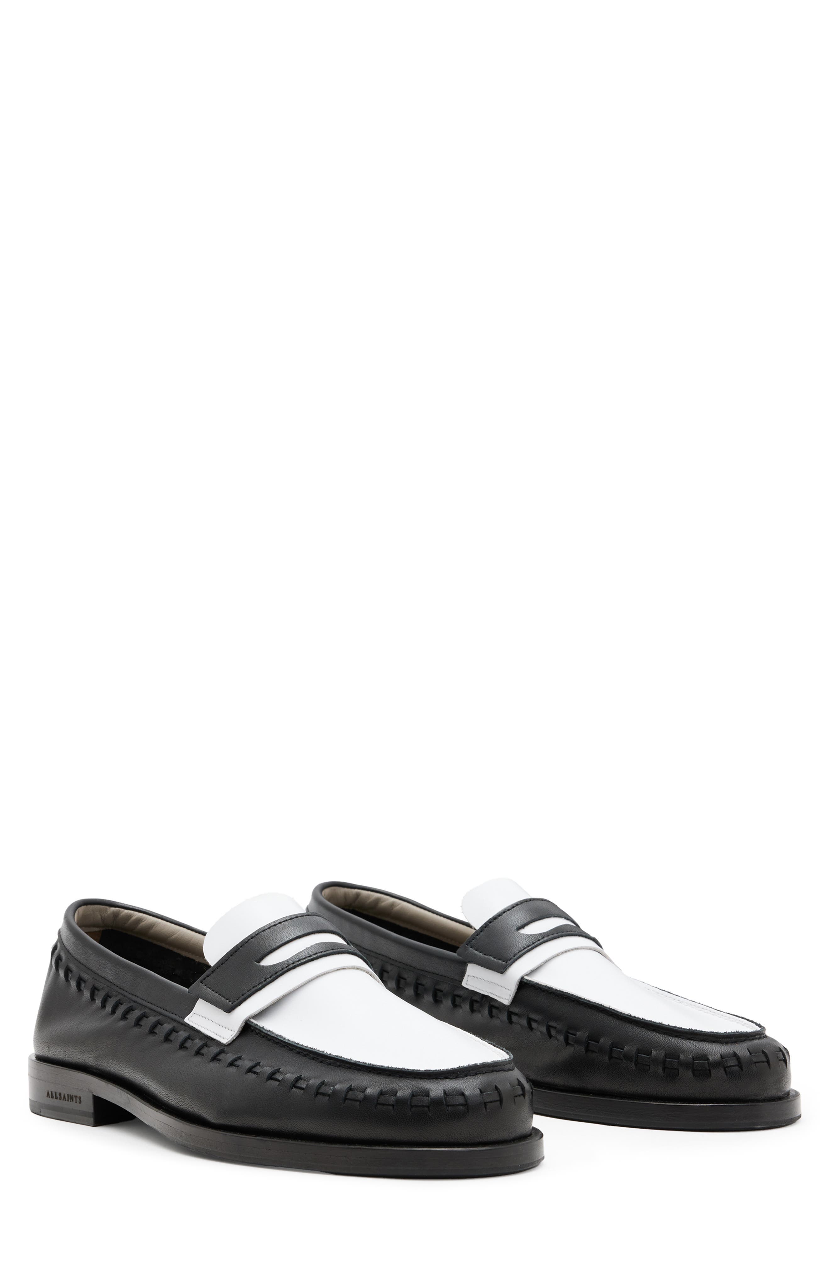 *NEW AllSaints Mens Sam Penny Loafer Shoes Black Size EU46/ US13 Leather Allsaints Men main image 3