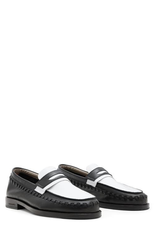 Shop Allsaints Sammy Two-tone Penny Loafer In Black/white