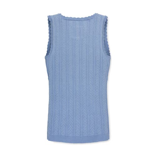 Hope & Henry Womens' Empire Sweater Tank In Cornflower Blue Pointelle