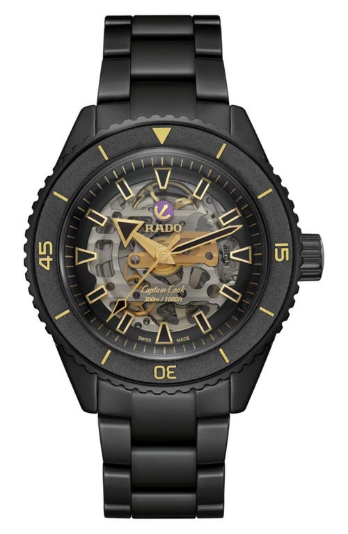 RADO Captain Cook Limited Edition Ceramic Bracelet Watch, 43mm in Black at Nordstrom