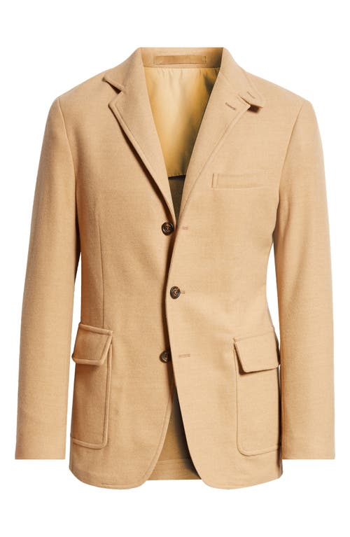 Shop Eleventy Single Breasted Wool Knit Sport Coat In Camel