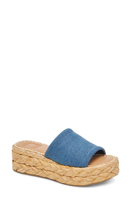 Dolce Vita Chavi Platform Slide Sandal In Blue Denim