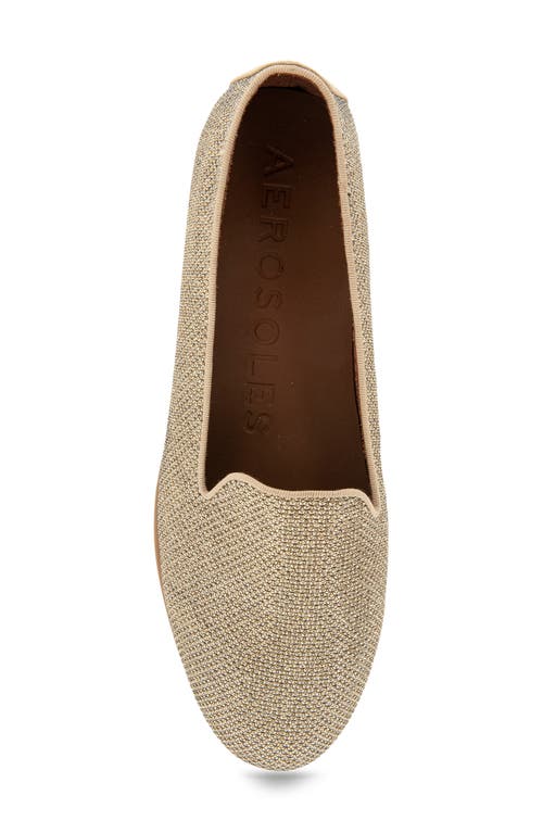 Shop Aerosoles Betunia Smoking Slipper In Soft Gold Metallic Fabric