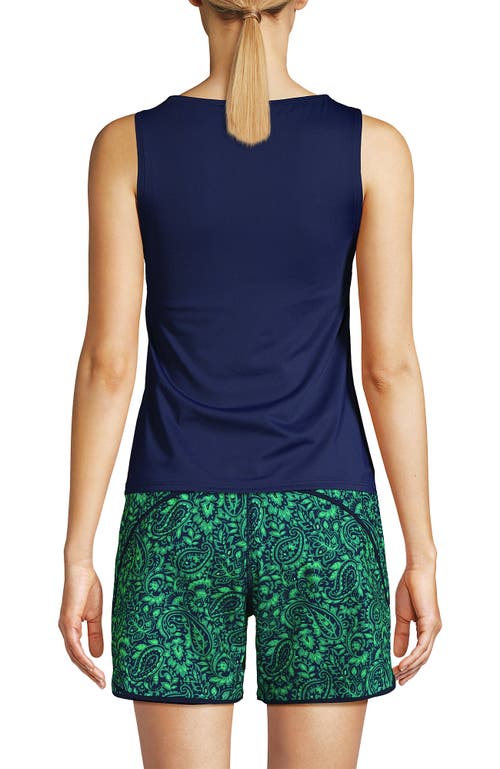 Lands' End High Neck Upf 50 Modest Tankini Top Swimsuit In Deep Sea Navy