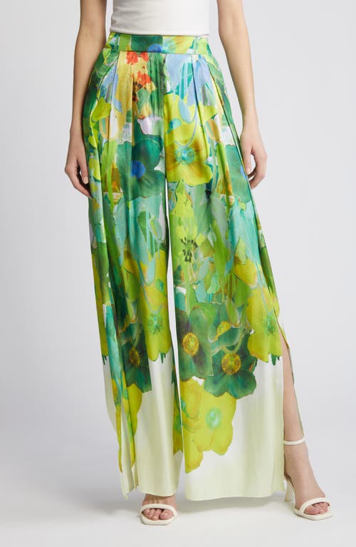 KOBI HALPERIN Alessia Floral Print Wide Leg Pants in Olive Multi at Nordstrom, Size Small