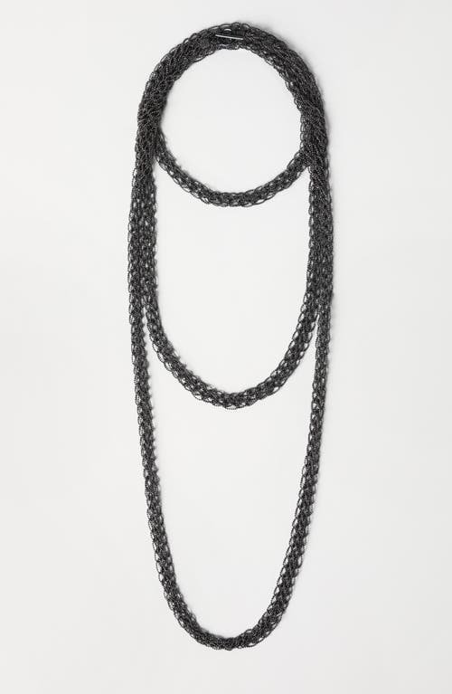 Shop Brunello Cucinelli Precious Loops Necklace In Black