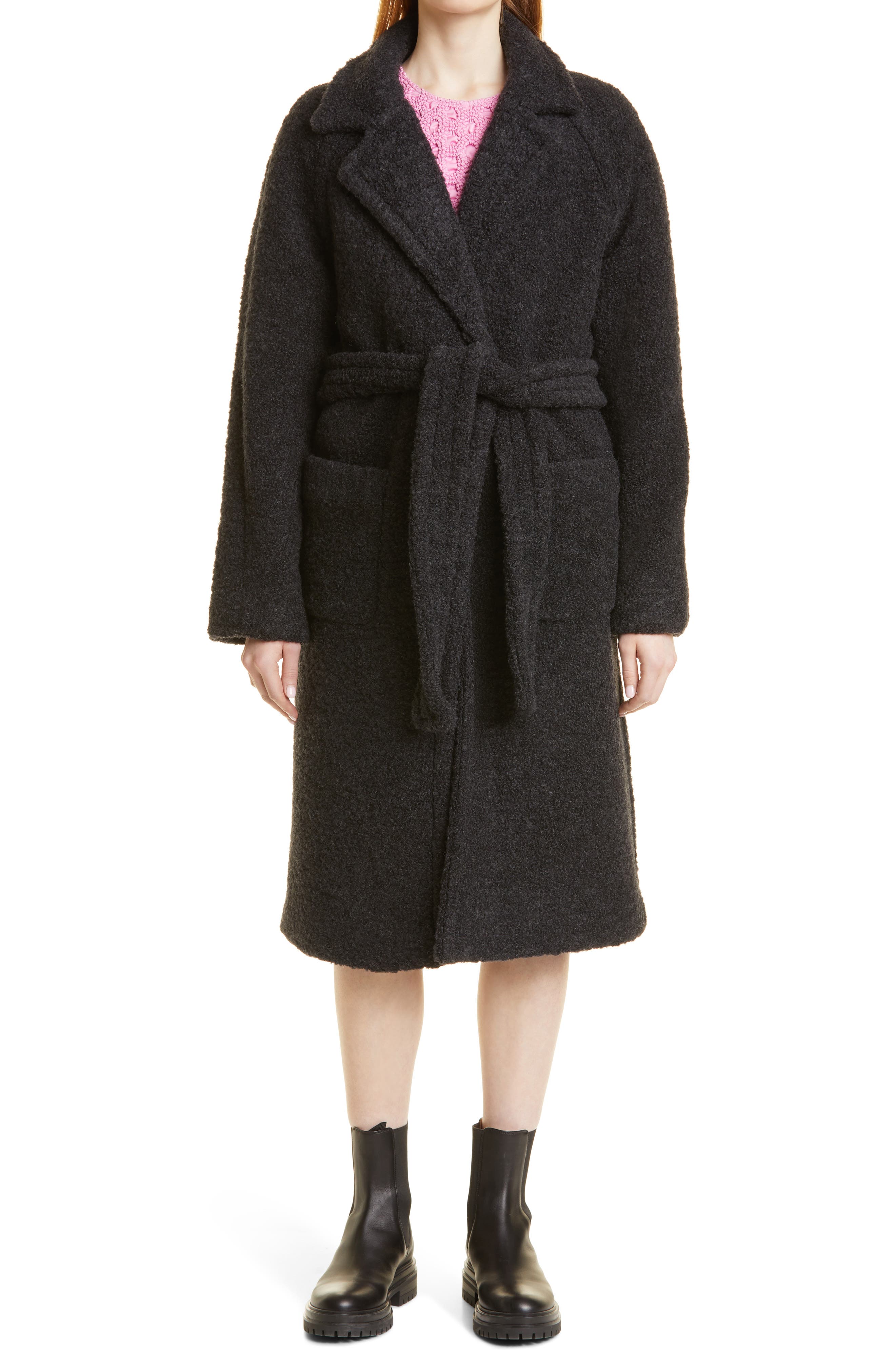 ganni boucle wrap coat