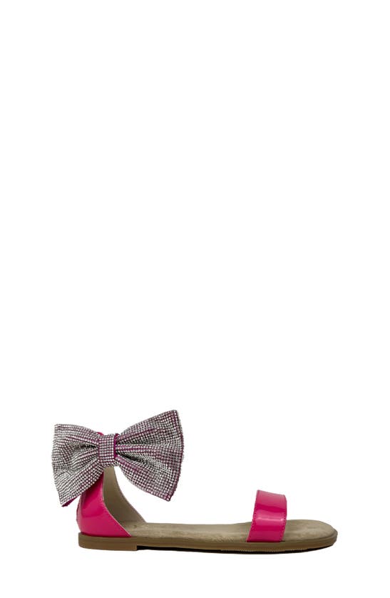 Shop Yosi Samra Kids' Miss Cambelle Bow Ankle Strap Sandal In Hot Pink Patent