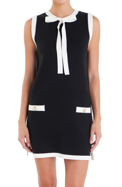 Shop English Factory Colorblock Sleeveless Knit Minidress In Black/white