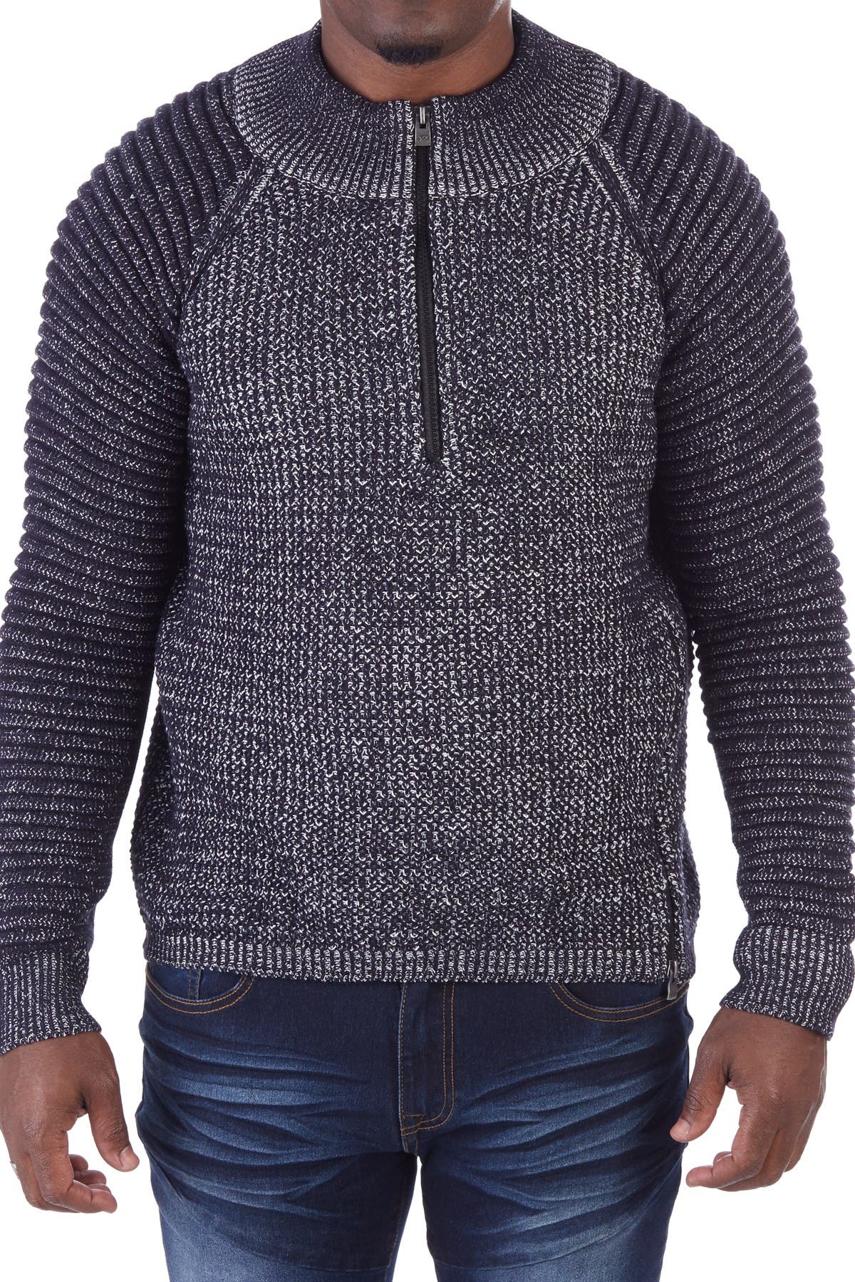 ribbed quarter zip sweater