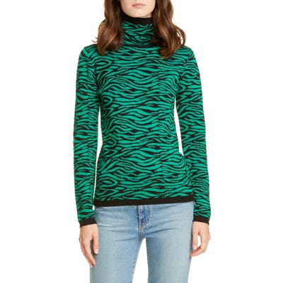 Victor Glemaud Tiger Stripe Turtleneck Wool Sweater, Green