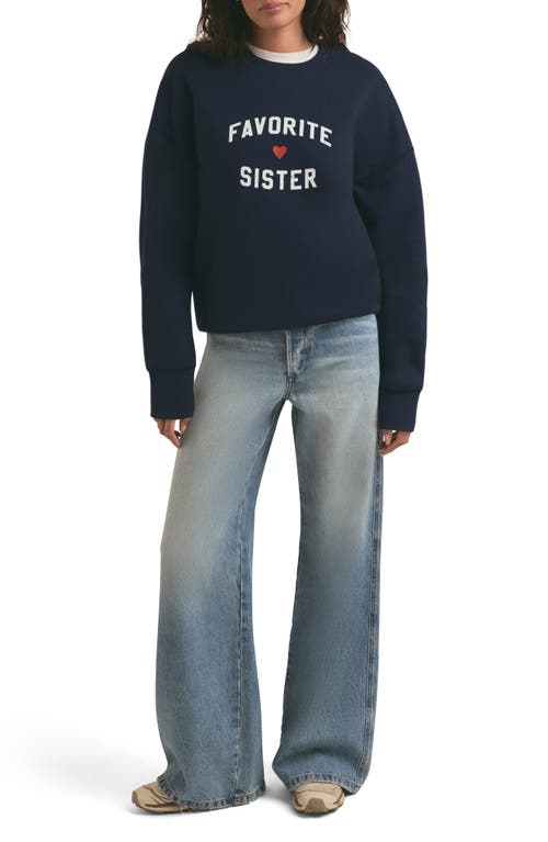 Shop Favorite Daughter Favorite Sister Graphic Sweatshirt In Navy