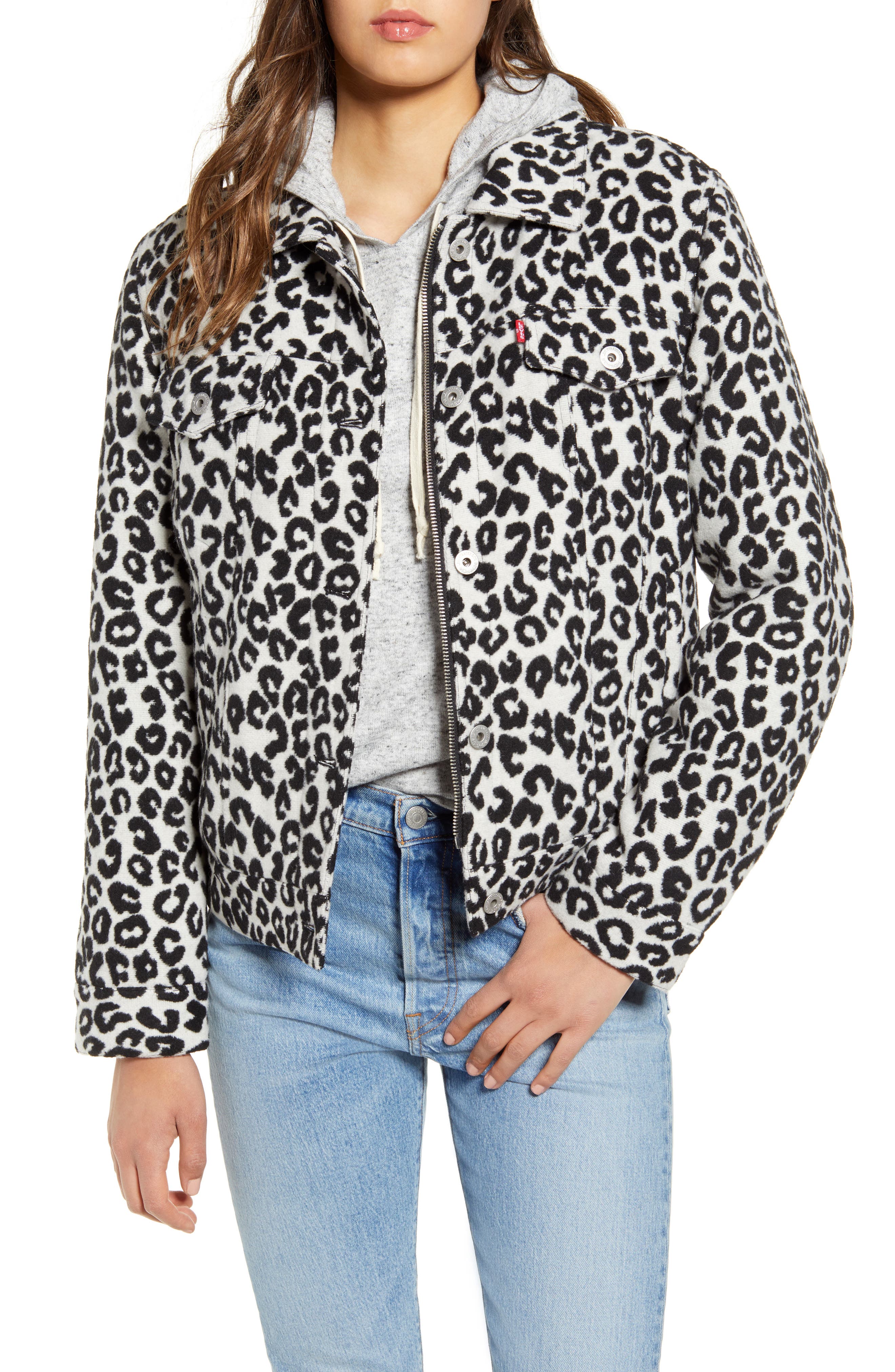 levi's leopard print denim jacket