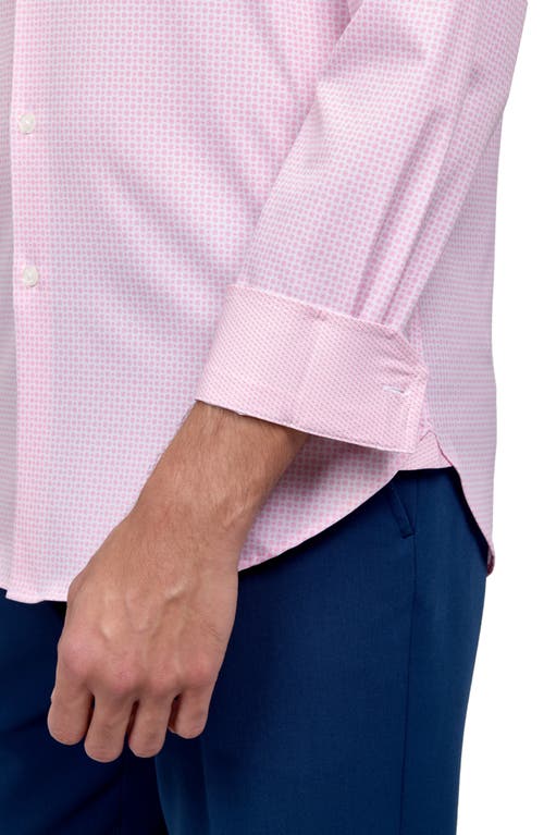 Shop Wrk W.r.k Slim Fit Flower Geo Print Recycled Performance Stretch Dress Shirt In White/pink