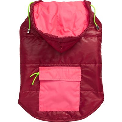 Ware Of The Dog Colorblock Dog Puffer Coat, Red