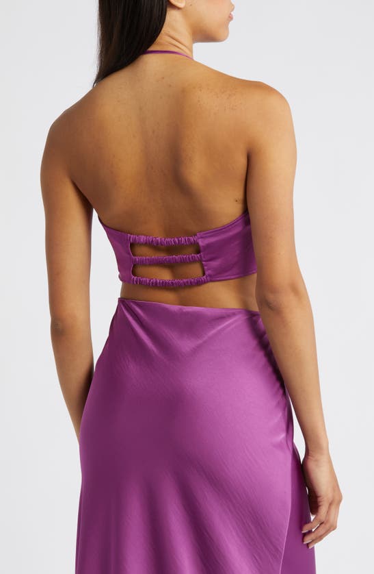SOMETHING NEW SOMETHING NEW MARIE SATIN CROP HALTER TOP