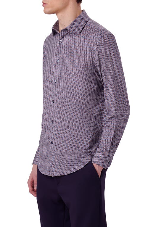 Shop Bugatchi James Ooohcotton® Coin Dot Print Button-up Shirt In Purple/burgundy