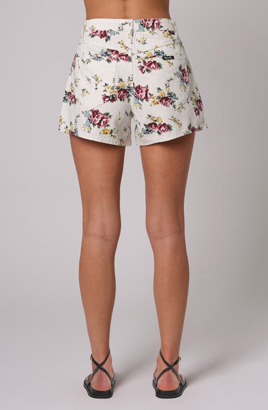 Shop Rolla's Mirage Floral High Waist Denim Shorts In Cream Floral