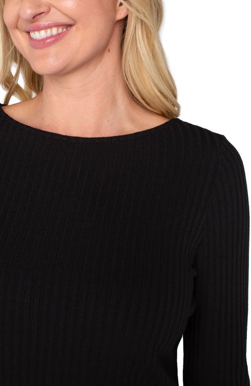 Shop Liverpool Los Angeles Rib Boat Neck Top In Black