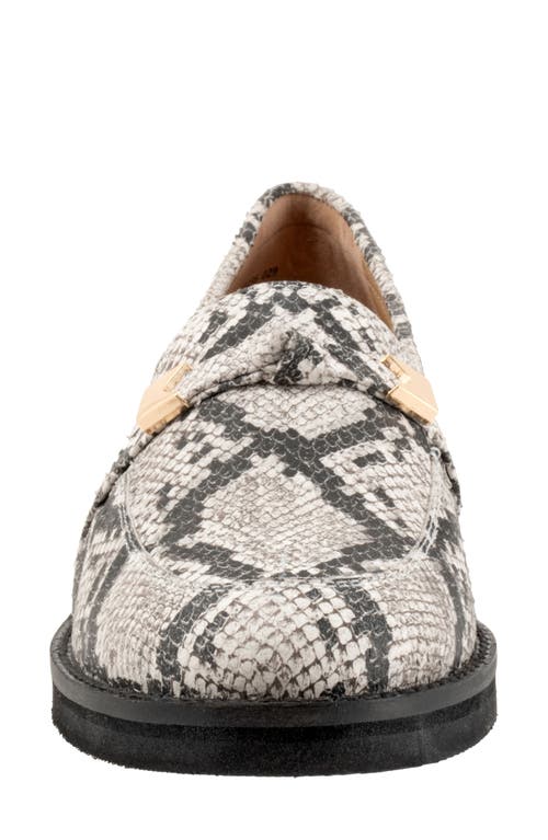 Trotters Femi Loafer In Black/white Snake Embossed