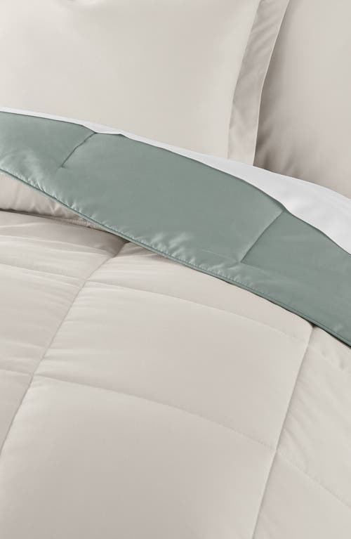 Shop Homespun Premium Down Alternative Reversible Comforter Set In Eucalyptus/natural