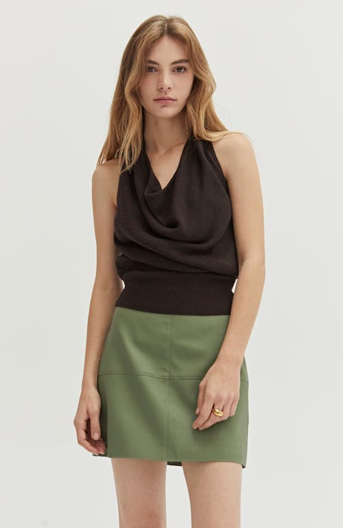 Shop Crescent Faux Leather Column Mini Skirt In Eucalyptus