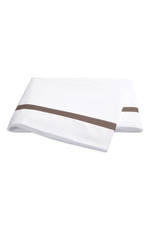 Matouk Lowell 600 Thread Count Flat Sheet in White/Mocha at Nordstrom, Size Twin