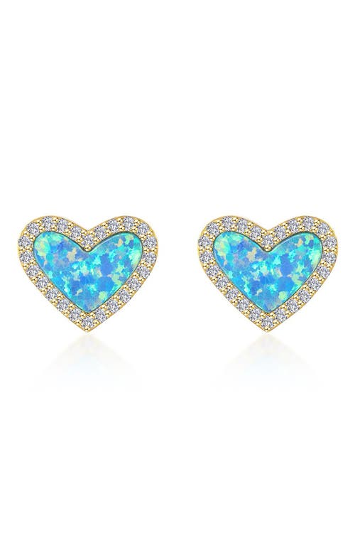 Shop Lafonn Simulated Blue Opal & Simulated Diamond Heart Stud Earrings