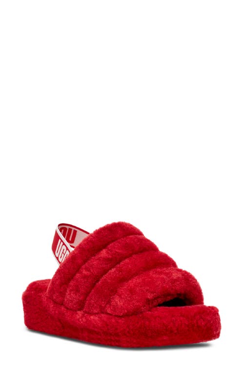UGG(r) Fluff Yeah Faux Fur Slingback Sandal in Ribbon Red
