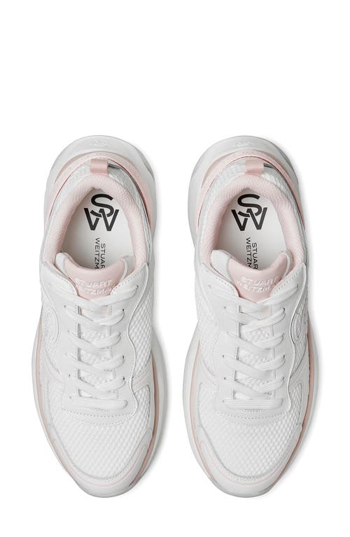 Shop Stuart Weitzman Chunky Sole Sneaker In White/pink Leather