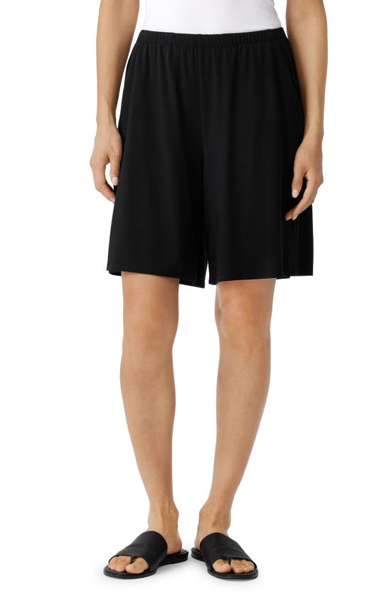 Eileen Fisher Black Stretch-jersey Shorts In Black