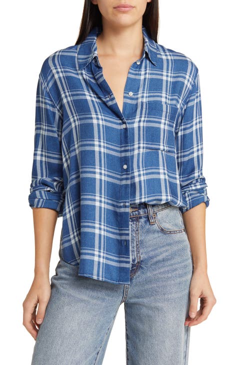 Casual Nights Women's Flannel Long Sleeve Button Down Pajama Set - Blue  Green Plaid - Small at  Women's Clothing store