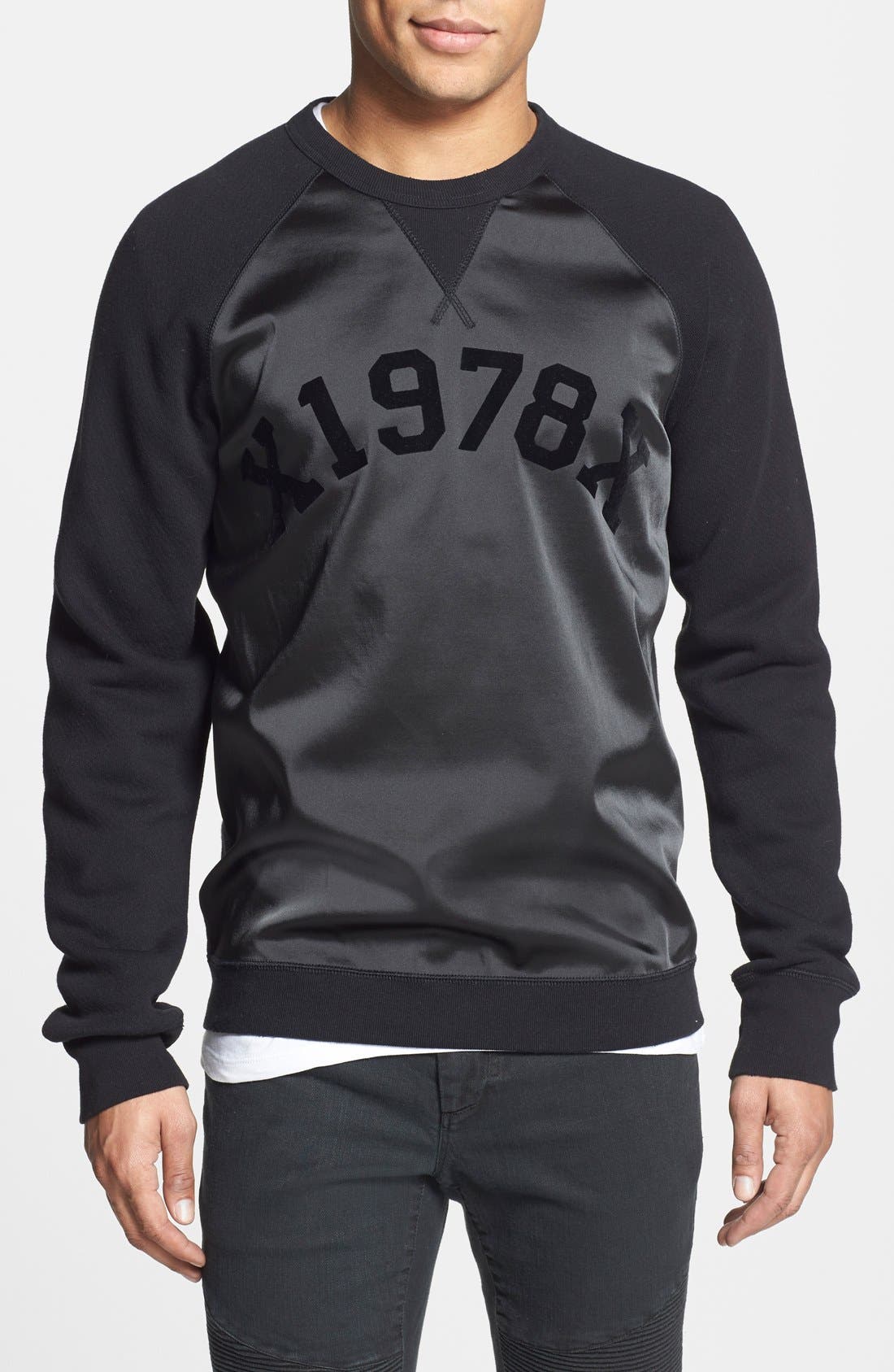 DIESEL® 'Tae' Mixed Media Raglan Sweatshirt Nordstrom