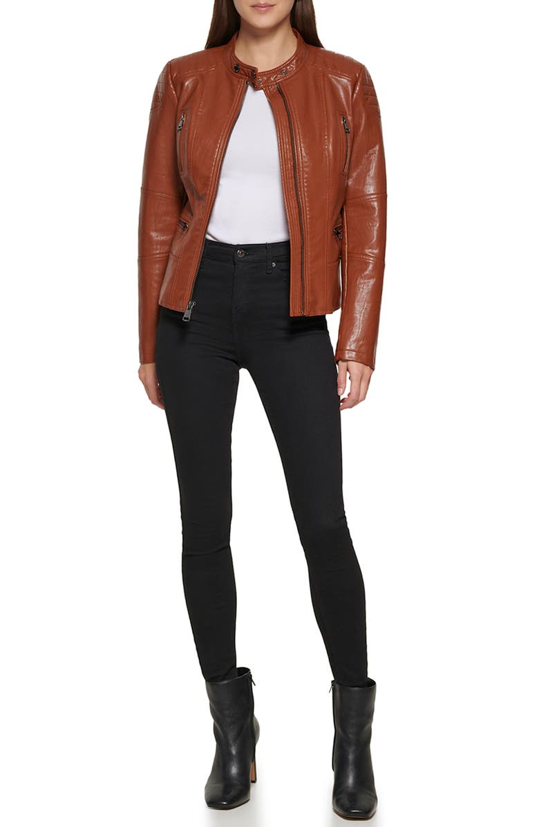 Kenneth Cole New York Faux Leather Crop Moto Jacket | Nordstromrack