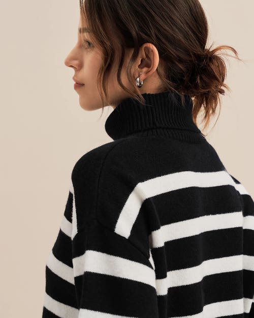 Lilysilk The Tarra Stripe Sweater In Black
