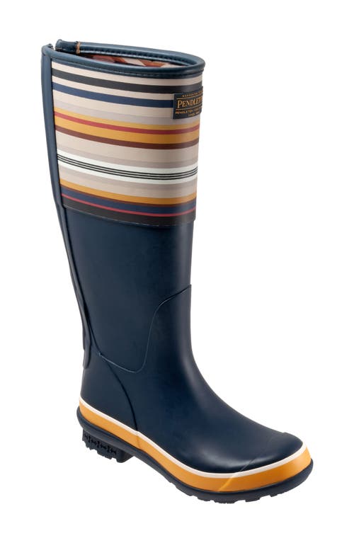 Bridger Stripe Waterproof Knee High Rain Boot in Navy