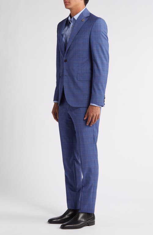 Shop Ted Baker London Roger Extra Slim Fit Deco Plaid Wool Suit In Mid Blue