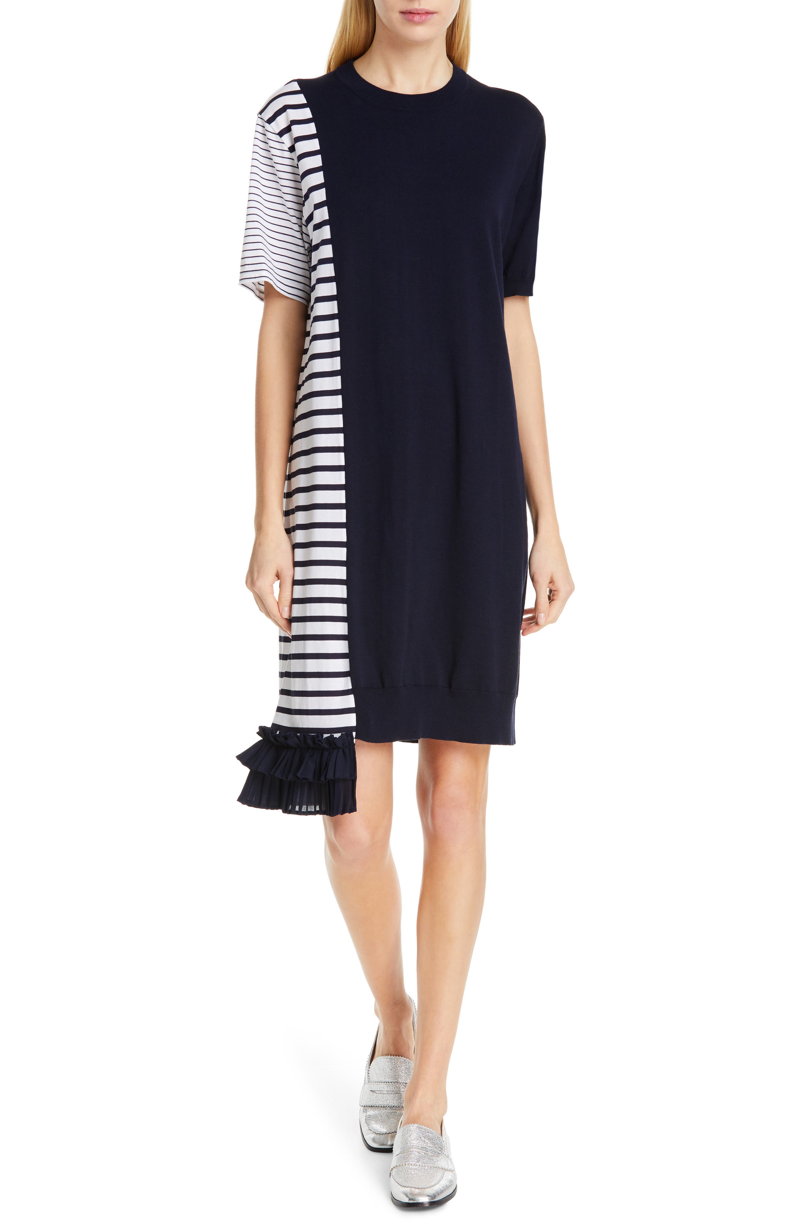 Clu Asymmetrical Ruffle Hem Dress, Blue