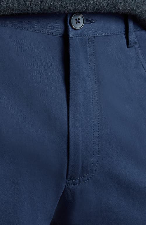 Shop Santorelli Flat Front Cotton Blend Pants In Navy