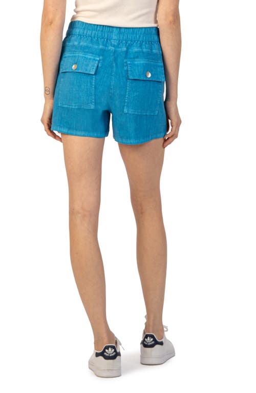 Kut From The Kloth Katana Drawstring Linen Blend Shorts In Azure