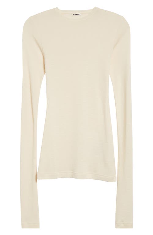 Jil Sander Virgin Wool Crewneck Top In Bone