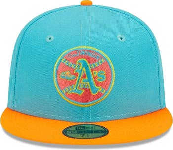 Men's New Era Blue Oakland Athletics Vice Highlighter Logo 59FIFTY Fitted Hat