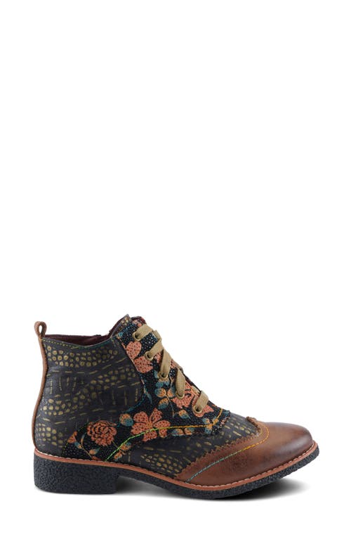 Shop L'artiste By Spring Step Muggianahi Wingtip Lace-up Bootie In Brown Multi