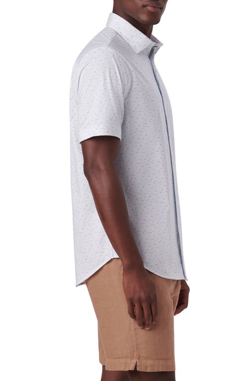 Shop Bugatchi Miles Ooohcotton® Short Sleeve Button-up Shirt In Chalk