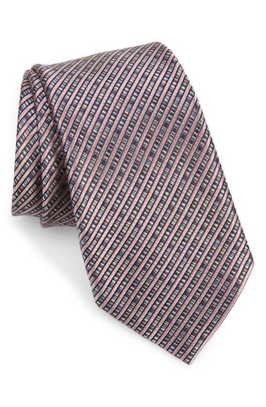 Shop Zegna Ties Paglie Small Stripe Silk Tie In Pink