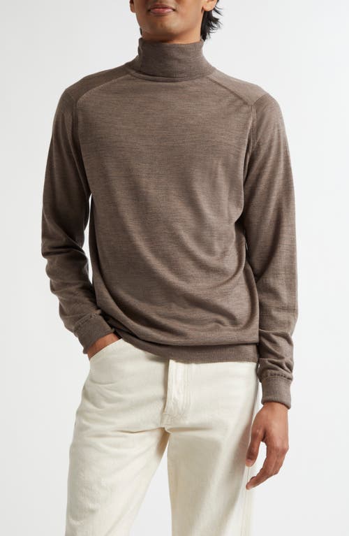 John Smedley Richard Turtleneck Merino Wool Sweater In Brown