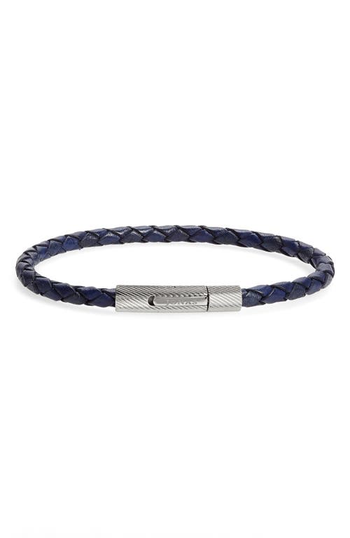 Jonas Studio Men's Single Braided Leather Bracelet in Blue