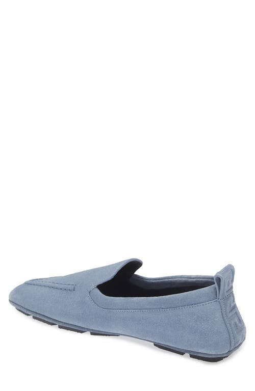 Shop Versace Greca Motif Driving Loafer In Indigo