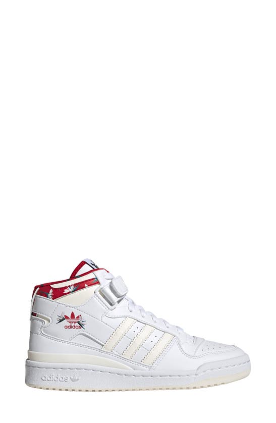 Adidas Originals X Thebe Magugu Forum Sneakers In White/ Off White/ Power Red